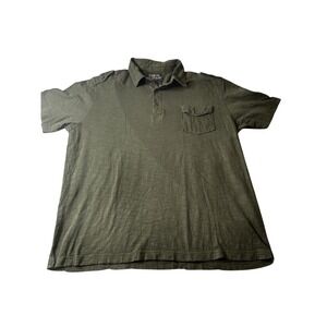 Distortion Custom Rags Mens XXL Olive Green Slub Knit Polo Shirt Short Sleeve